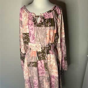 Patchwork CottageCore Playfull Women's Size Large Lined Lightweight Dress